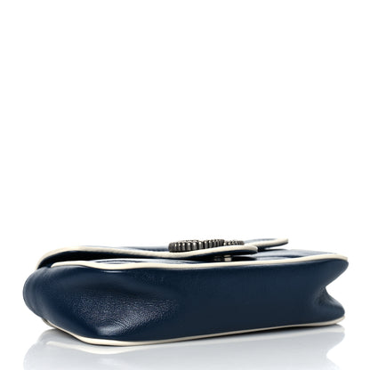 Gucci Vintage Effect Calfskin Matelasse Diagonal Super Mini Torchon GG Marmont Shoulder Bag Blue Agata Mystic White 4 of 9