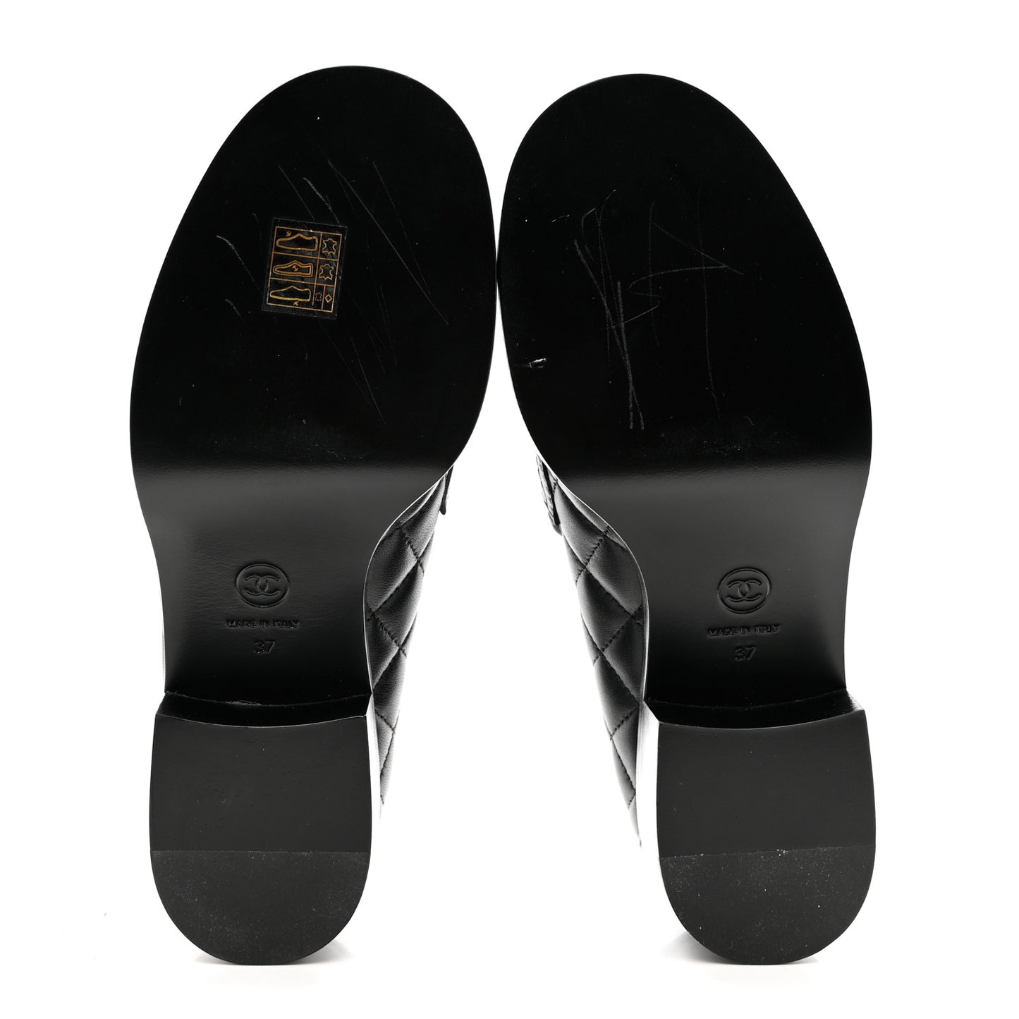 Lambskin Quilted CC Heart Loafers 37 Black