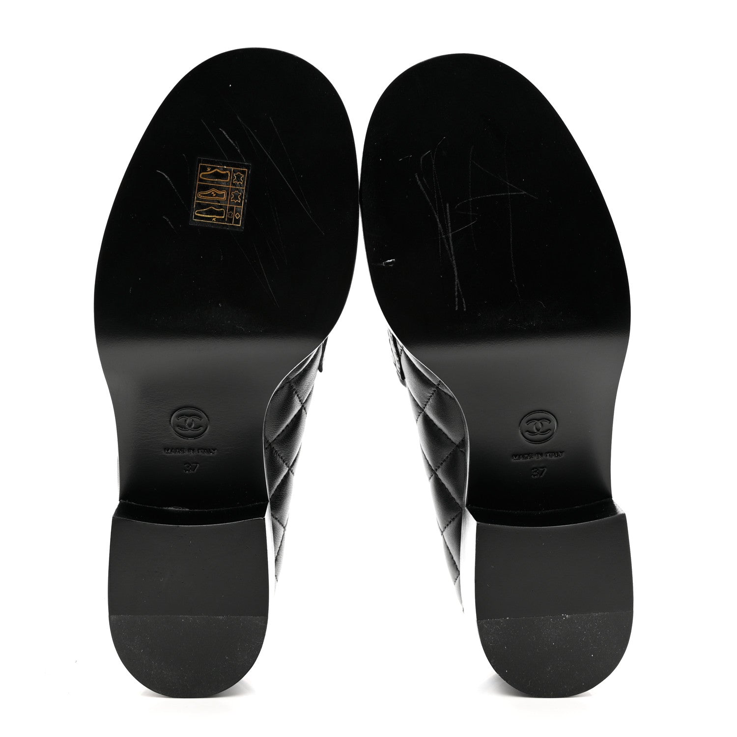 Chanel Lambskin Quilted CC Heart Loafers 37 Black 5 of 10