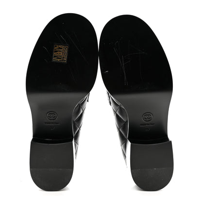 Chanel Lambskin Quilted CC Heart Loafers 37 Black 5 of 10