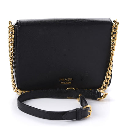 Prada Saffiano Pushlock Chain Crossbody Bag Black 3 of 9