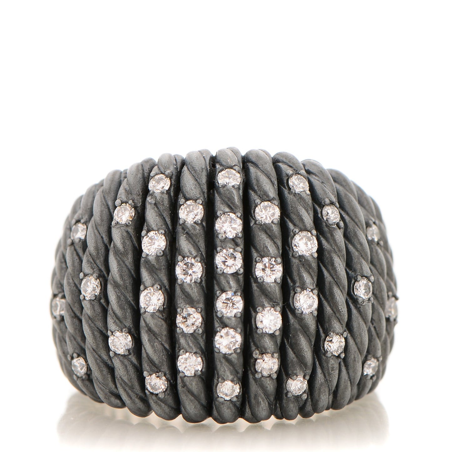 Darkened Sterling Silver Pave Diamond 18mm Tempo Ring 54 7