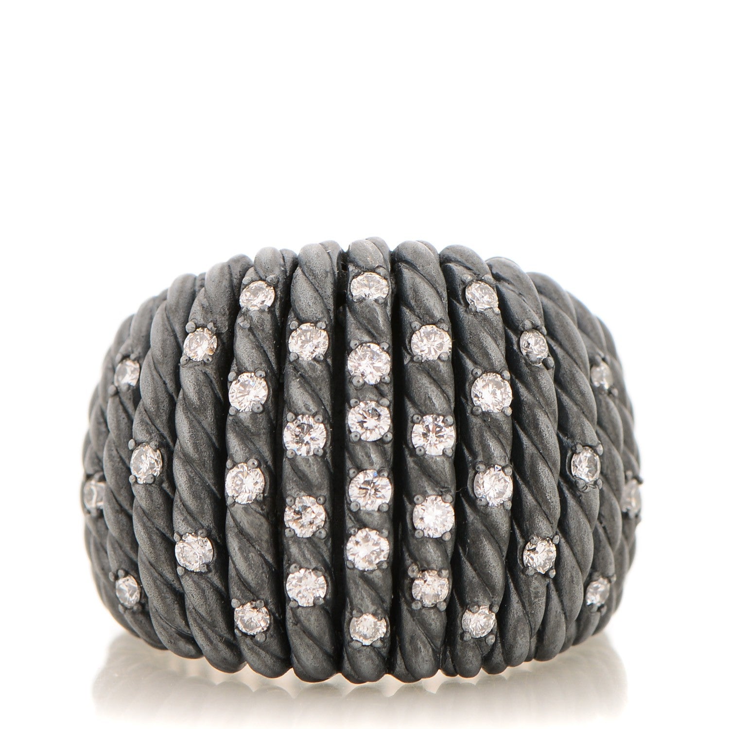 David Yurman Darkened Sterling Silver Pave Diamond 18mm Tempo Ring 54 7 1 of 5