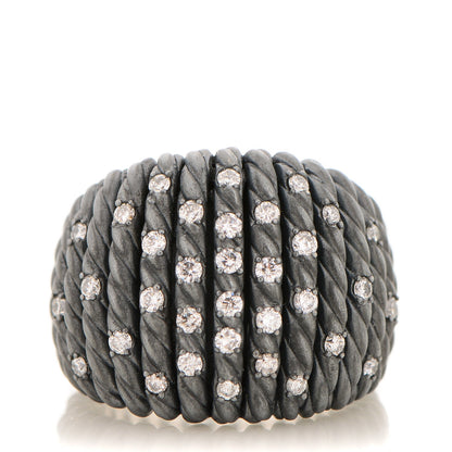 David Yurman Darkened Sterling Silver Pave Diamond 18mm Tempo Ring 54 7 1 of 5