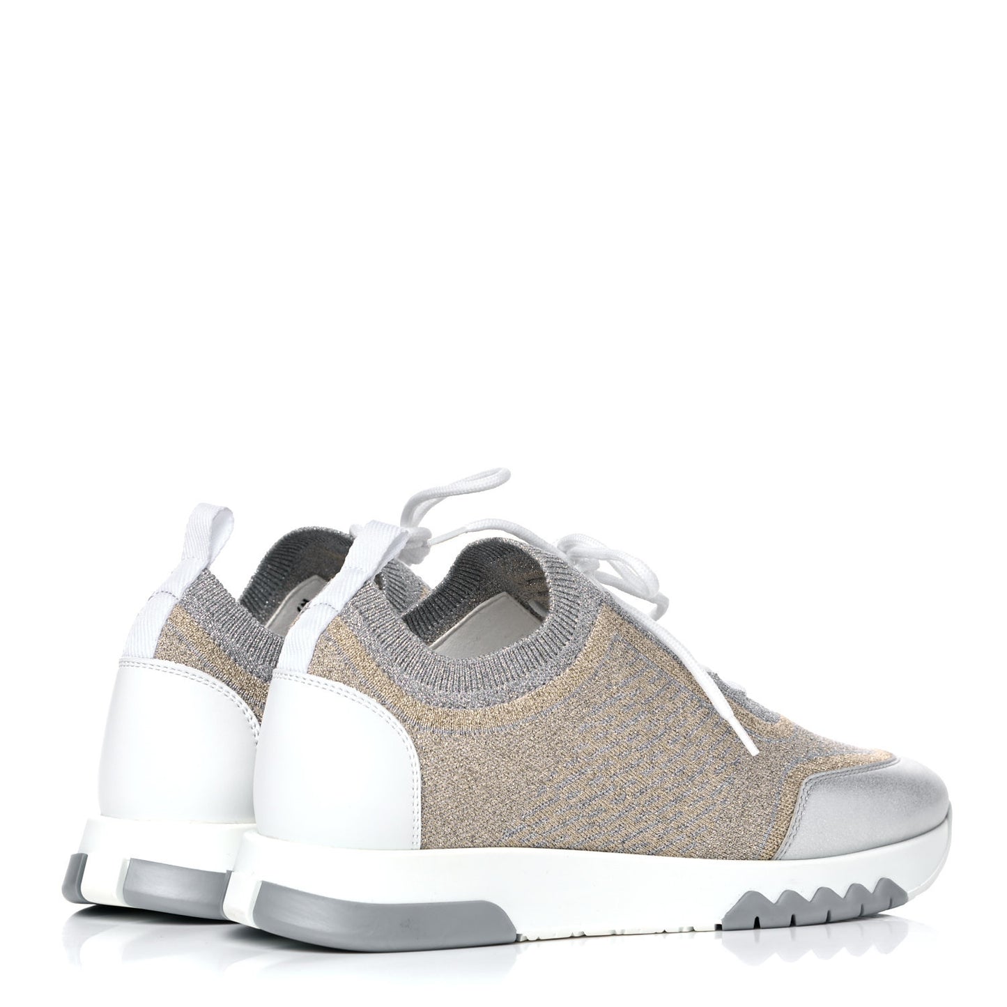 Metallic Technical Canvas Goatskin Bouncing Sneakers 37 White