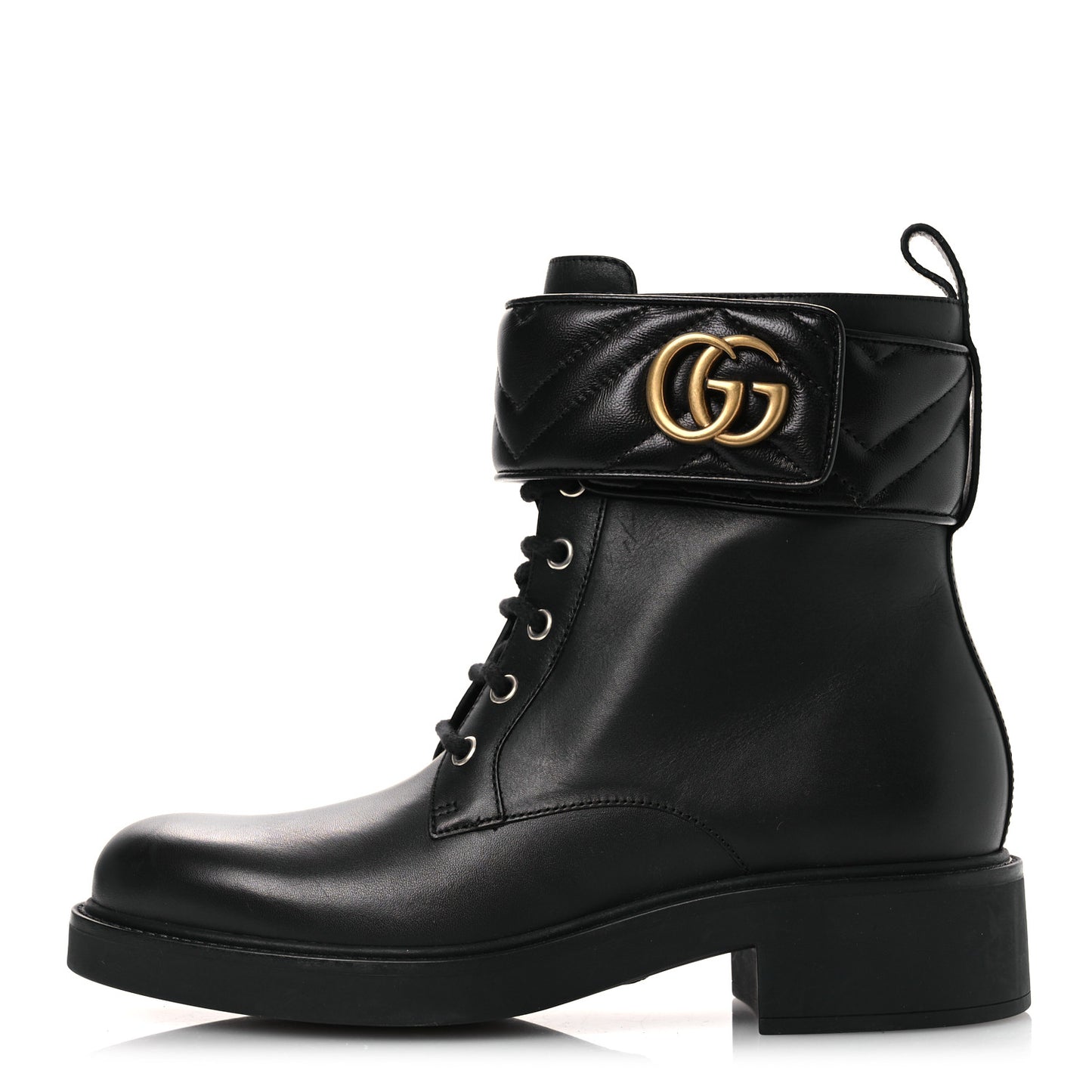 Flores Calfskin Nappa Matelasse GG 40mm Ankle Boots 39.5 Black