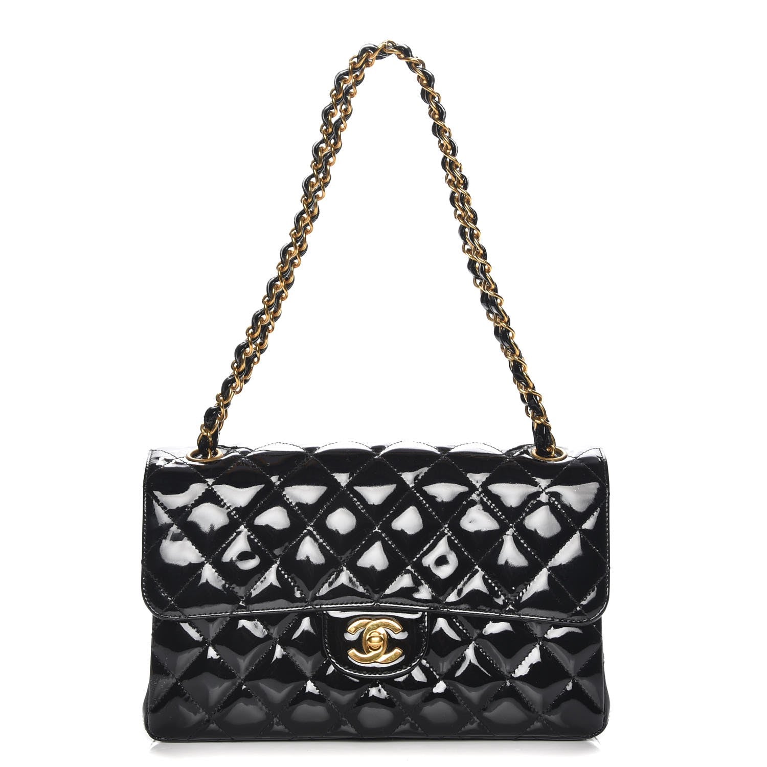 Chanel Patent Quilted Medium Double Sided Single Flap Black 1 of 9