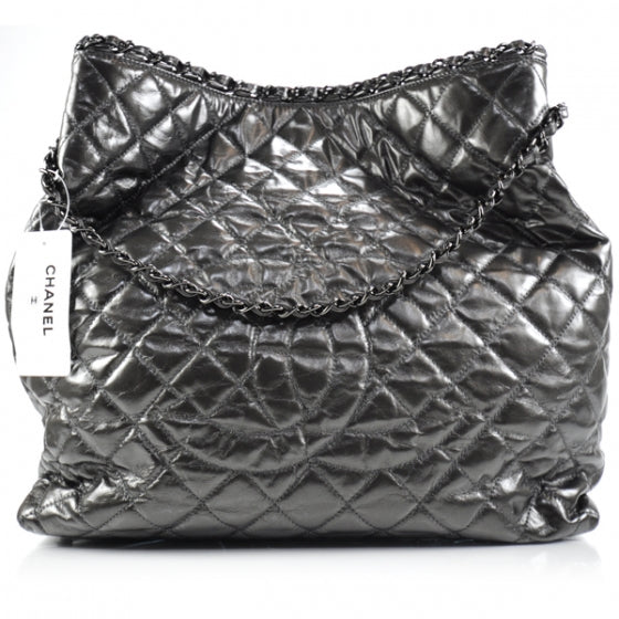 Chanel Leather Large Chain Me Tote Dark Grey 11P 2 of 10