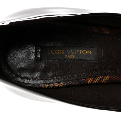 Louis Vuitton Patent Damier Ebene Peep Toe Pumps 38.5 Brown 8 of 10