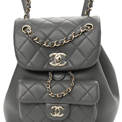 Chanel Lambskin Quilted Small Duma Drawstring Backpack Grey 8 of 11
