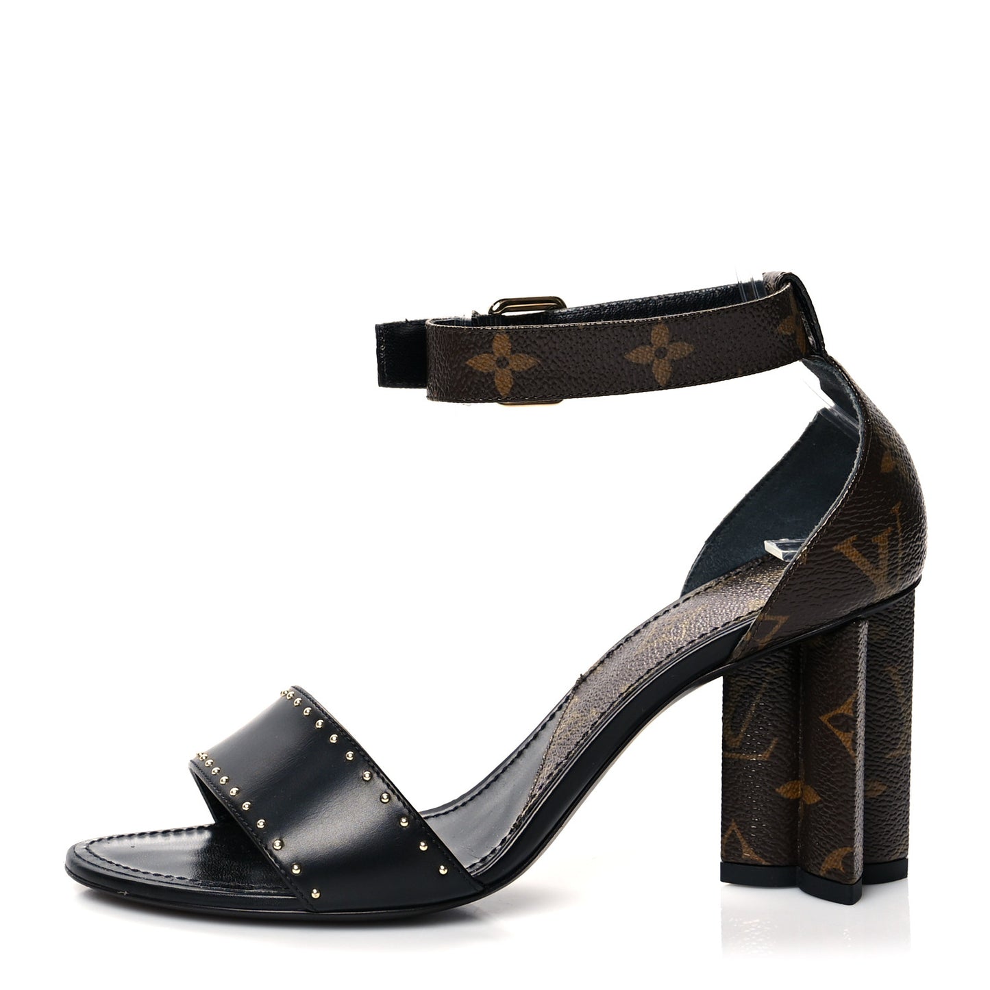Leather Monogram Silhouette Sandals 38 Black