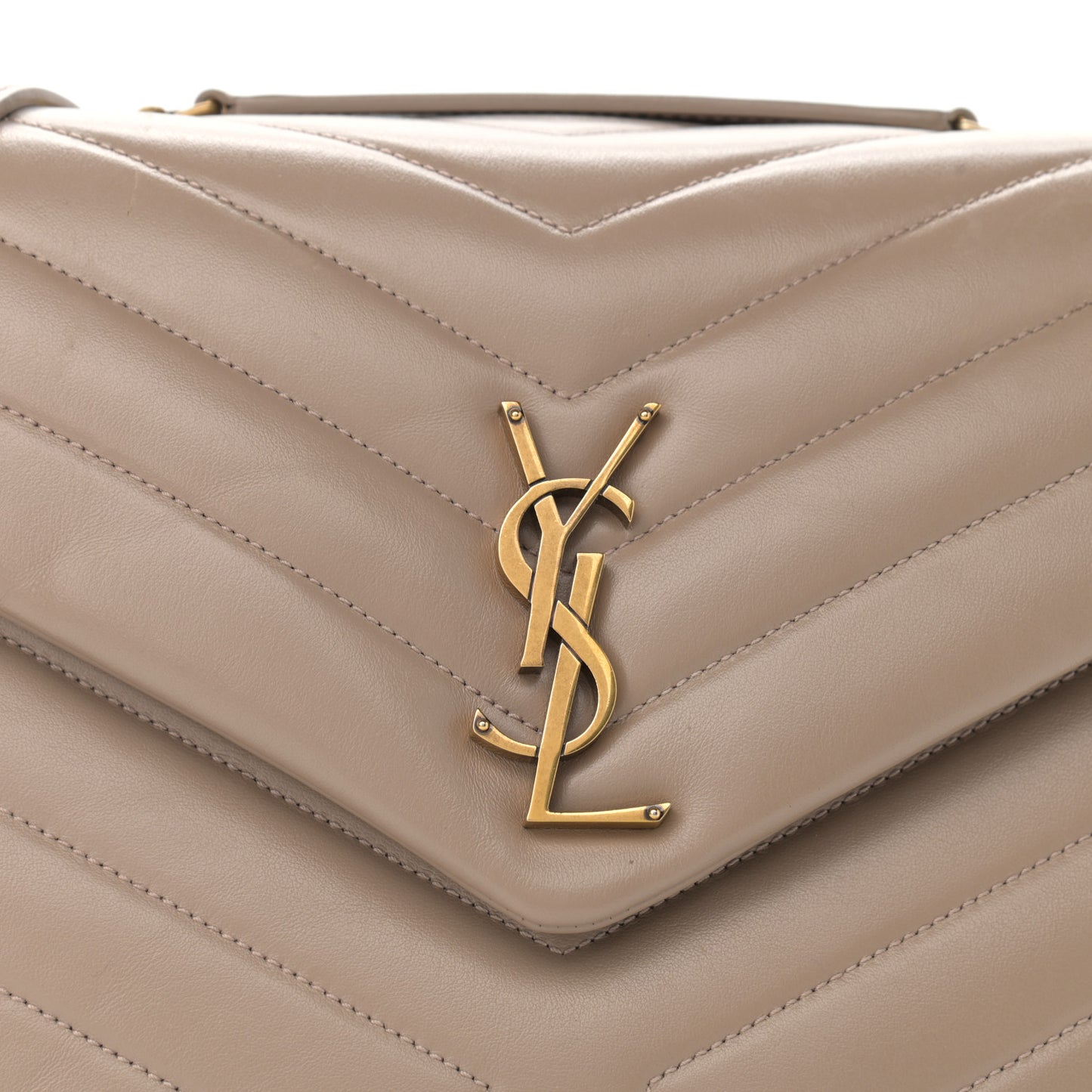 Calfskin Y Quilted Monogram Medium Loulou Chain Satchel Dark Beige