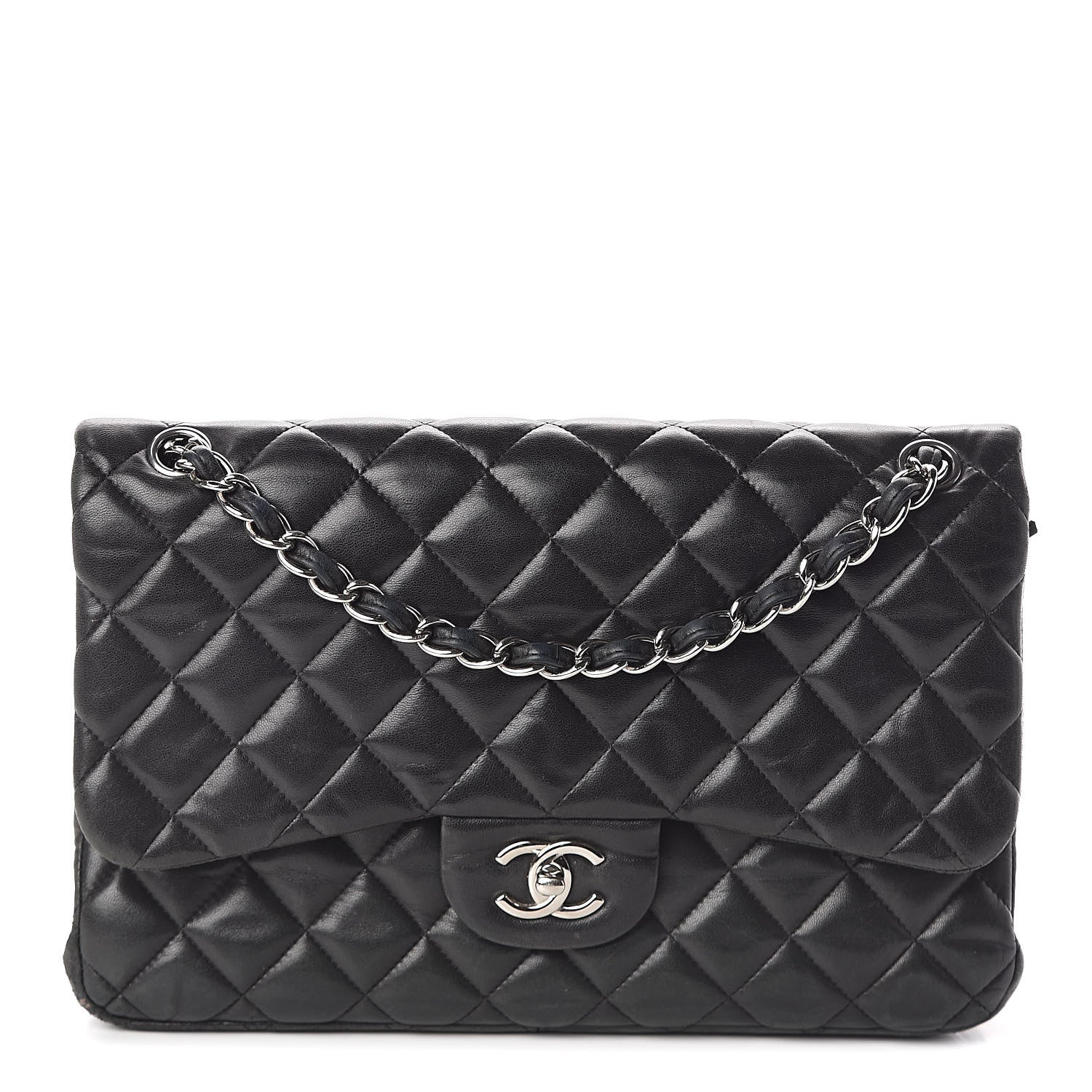 Chanel Lambskin Quilted Jumbo Double Flap Black 1 of 10