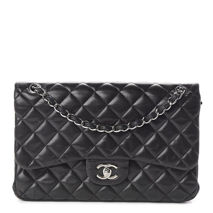Chanel Lambskin Quilted Jumbo Double Flap Black 1 of 10