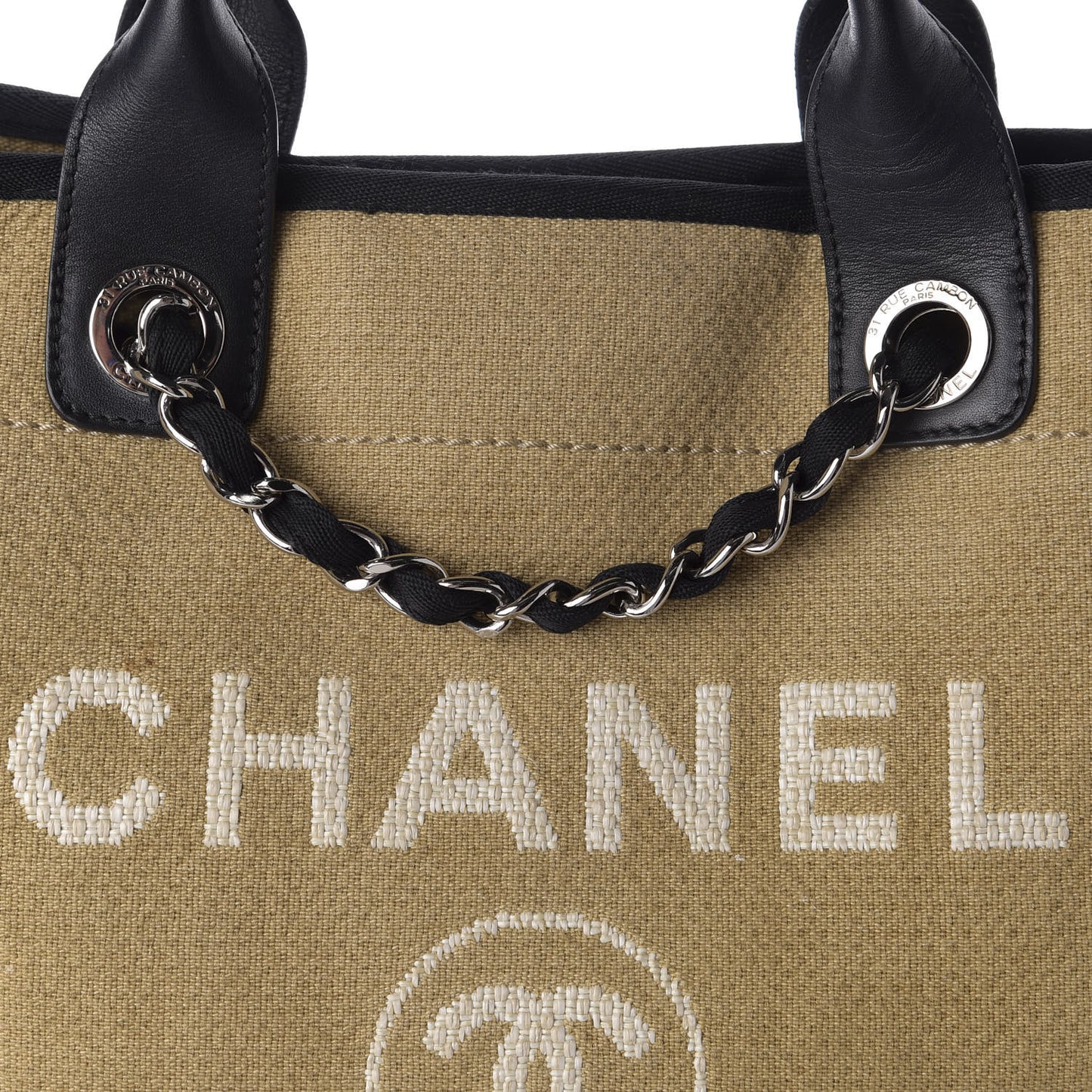 Canvas Medium Deauville Tote Beige Black