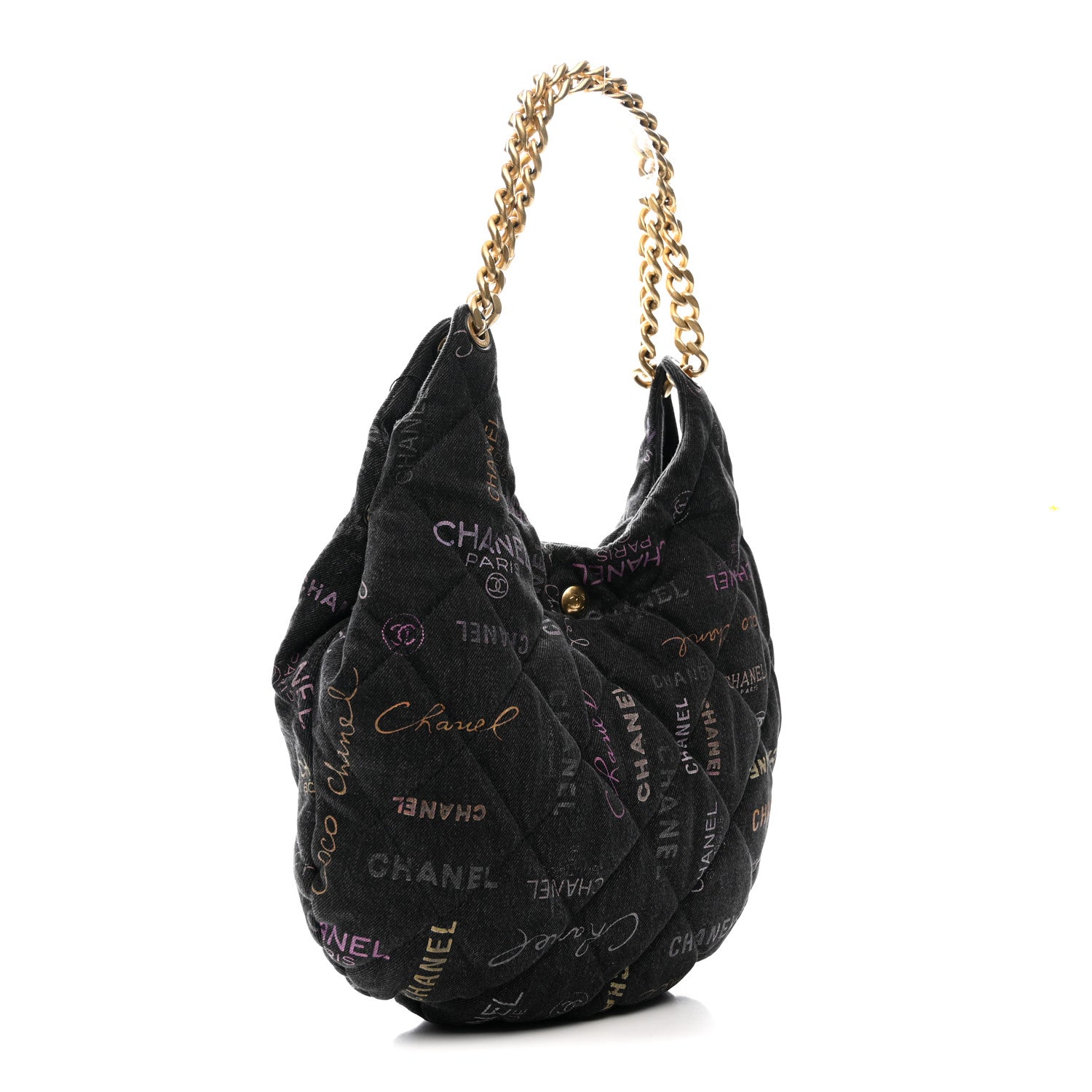 Chanel Denim Quilted Denim Mood Hobo Black Multicolor 2 of 11