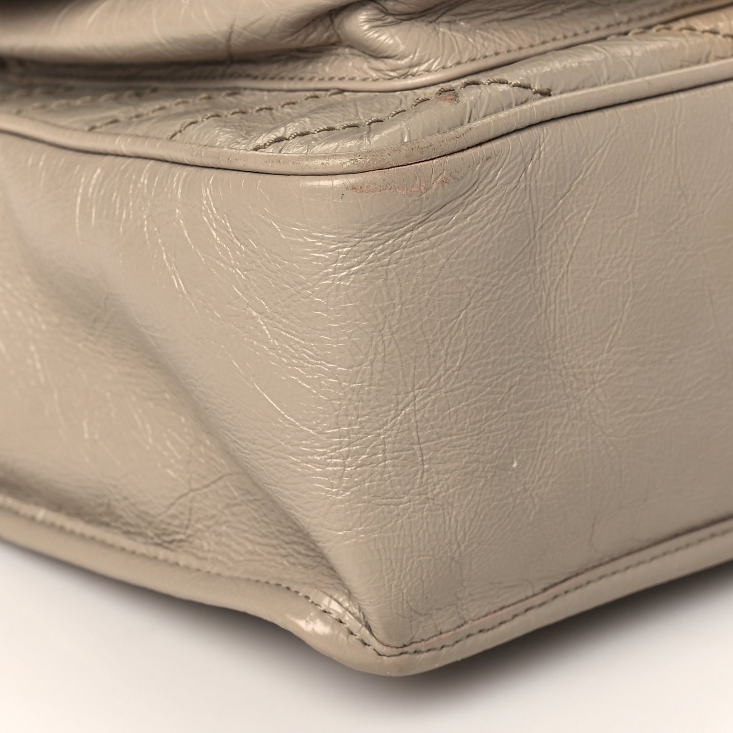 Crinkled Calfskin Matelasse Monogram Medium Niki Chain Satchel Light Natural