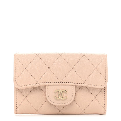 Chanel Caviar Quilted Flap Card Holder Wallet Beige 1 of 9