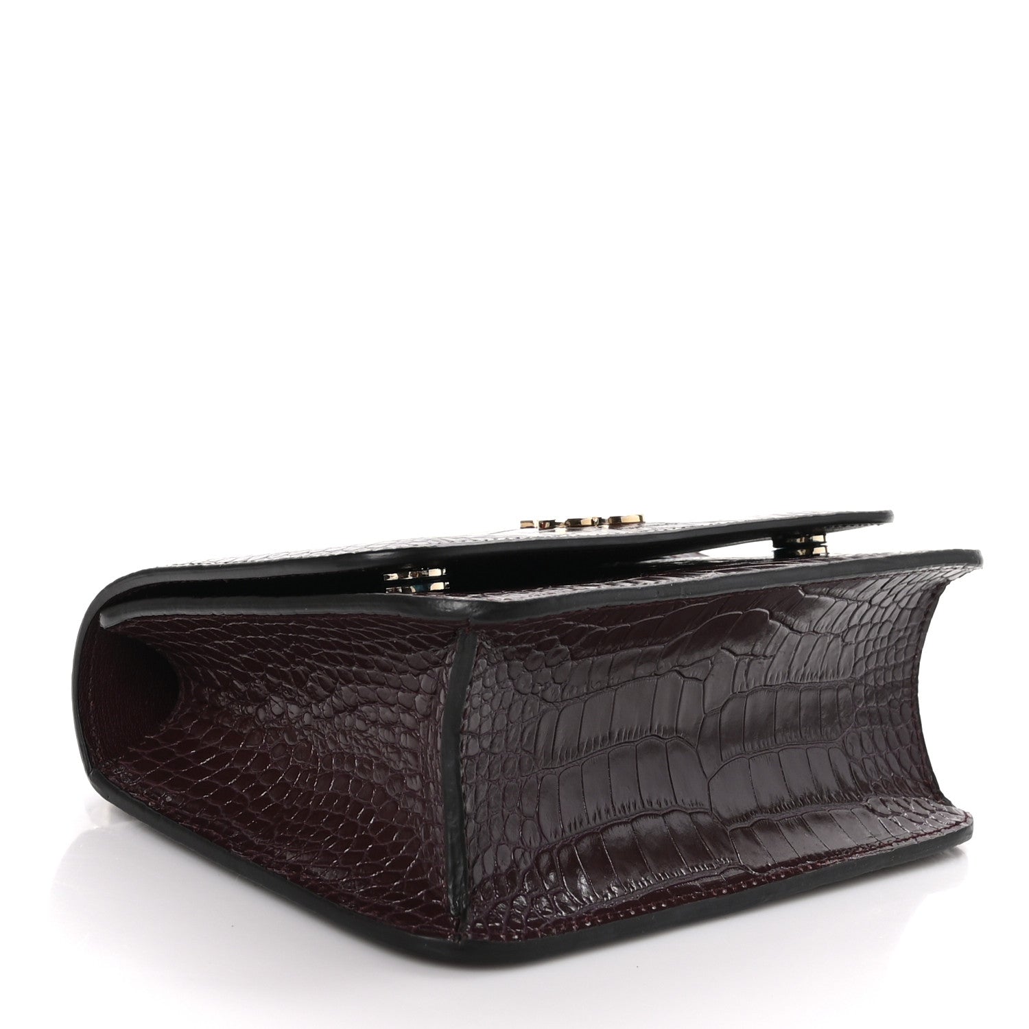 Jimmy Choo Calfskin Crocodile Embossed Medium JC Top Handle Bordeaux 4 of 8