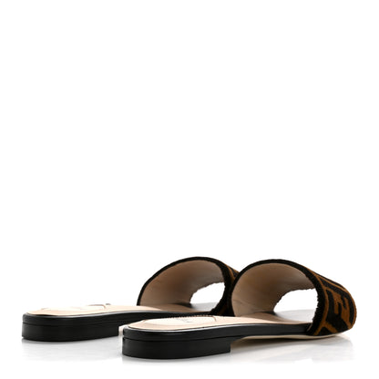Fendi Velvet FF Flat Slide Sandals 36.5 Tobacco 5 of 8