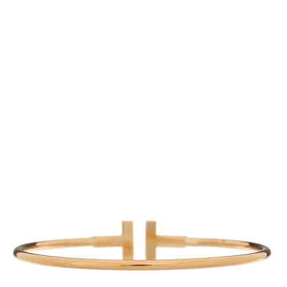Tiffany 18K Rose Gold Diamond T Wire Bracelet 2 of 3
