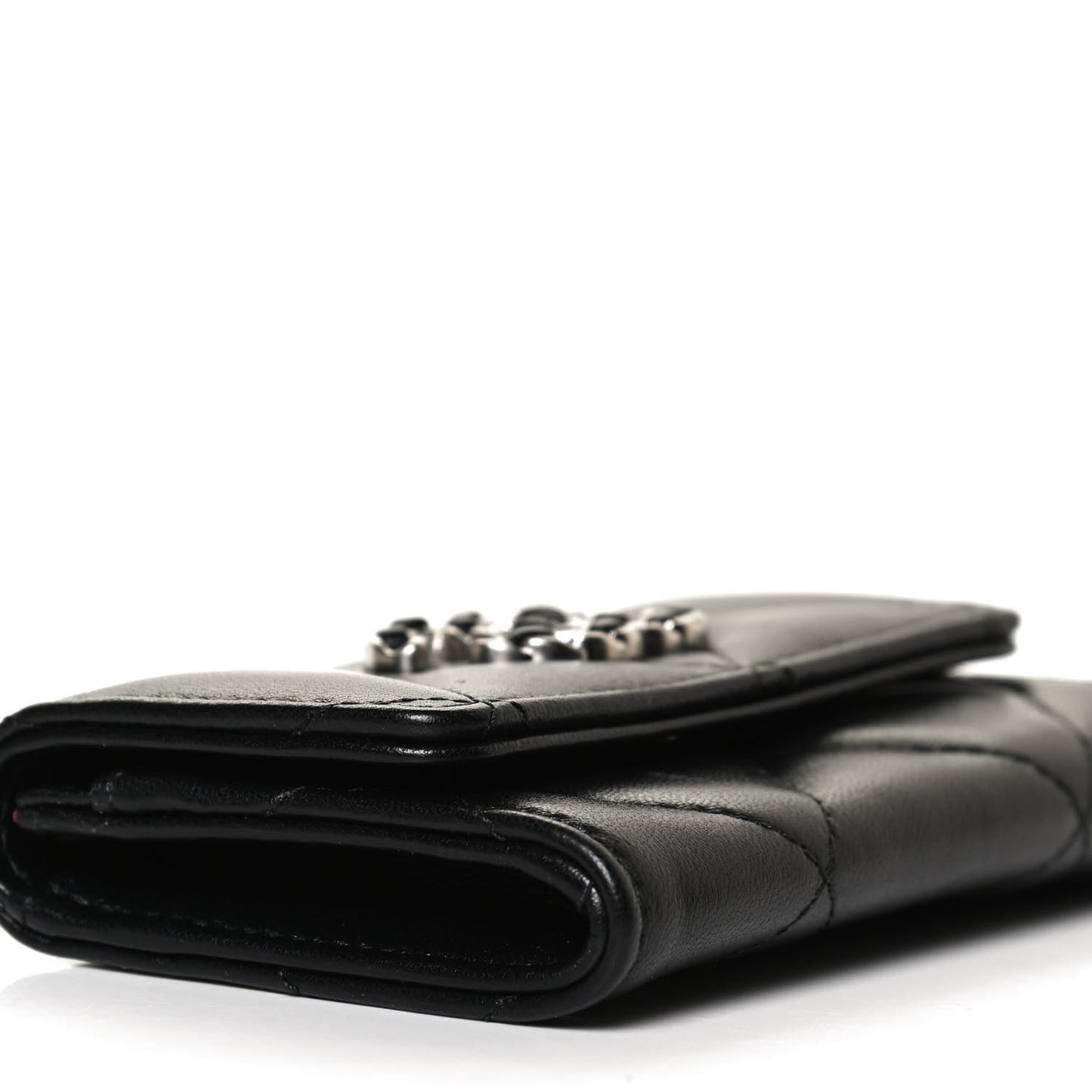 Lambskin Quilted Chanel 19 Flap Card Holder Black