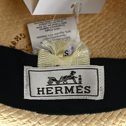 Hermes Chapeau Femme Anouk Panama Hat 57 Naturel Marine 7 of 7