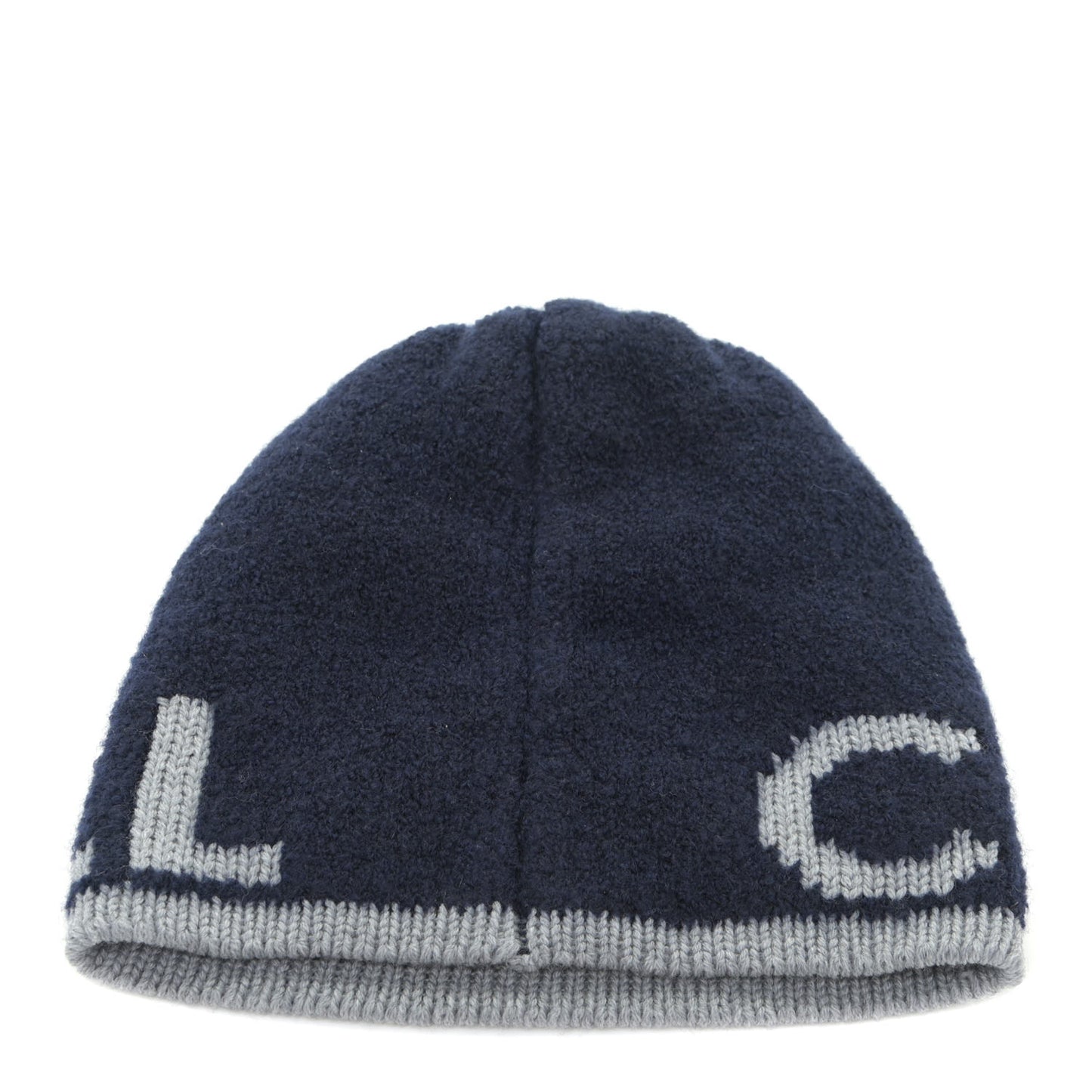 Cashmere Wool Silk Logo Beanie Hat Navy Blue Grey