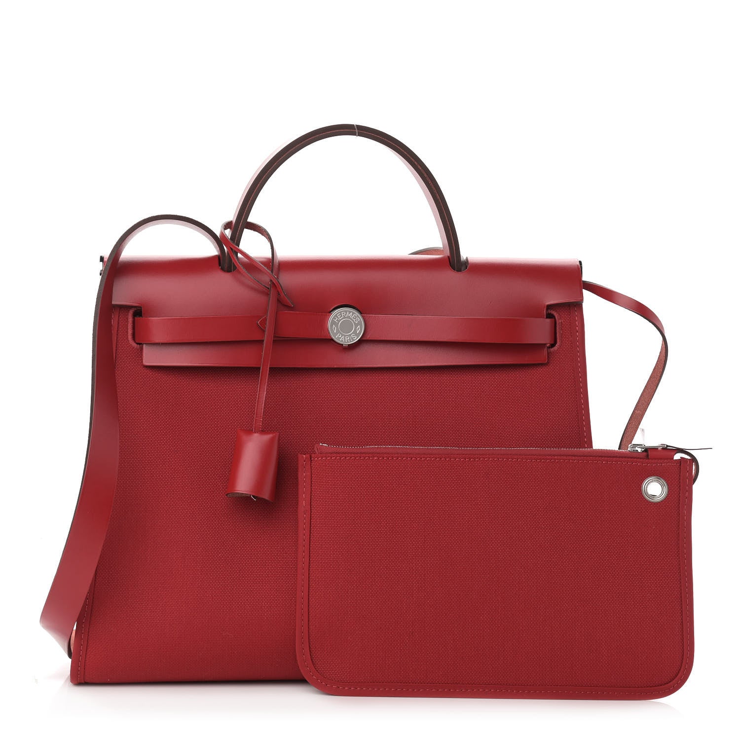 Hermes Vache Hunter Toile Herbag Zip 31 PM Rouge Grenat 1 of 11