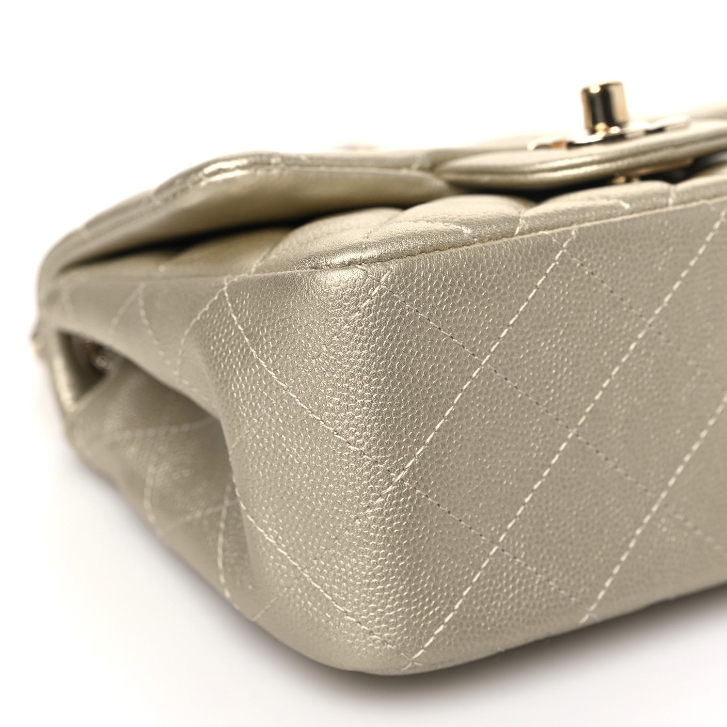Chanel Metallic Caviar Quilted Mini Square Flap Light Gold 9 of 11