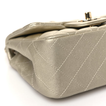 Chanel Metallic Caviar Quilted Mini Square Flap Light Gold 9 of 11