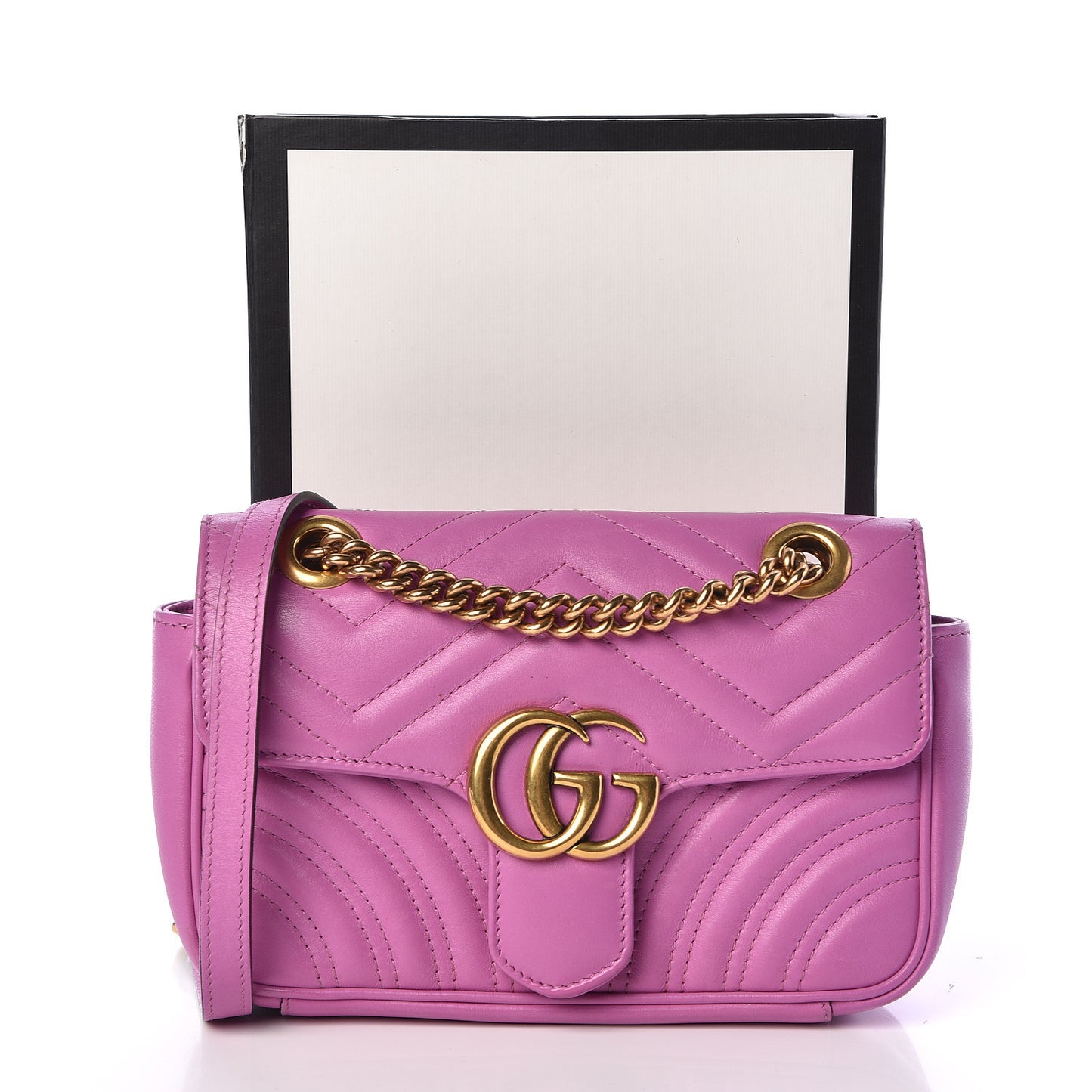 Calfskin Matelasse Mini GG Marmont Shoulder Bag Candy Mousse