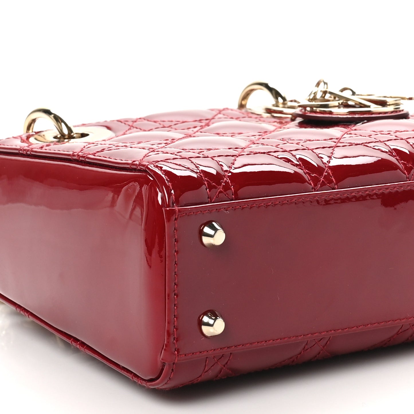 Patent Cannage Mini Lady Dior Red