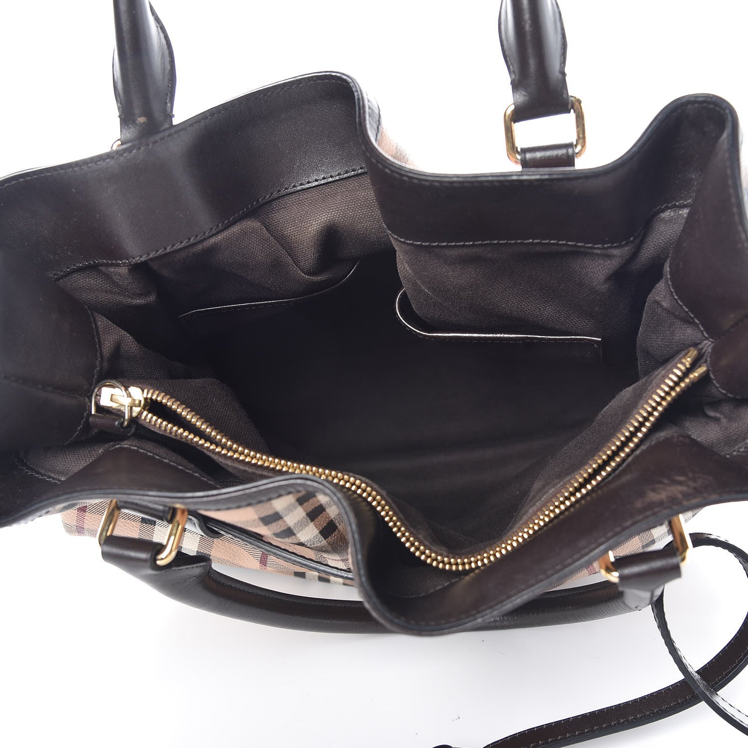 Burberry Haymarket Check Medium Golderton Tote Chocolate 5 of 14