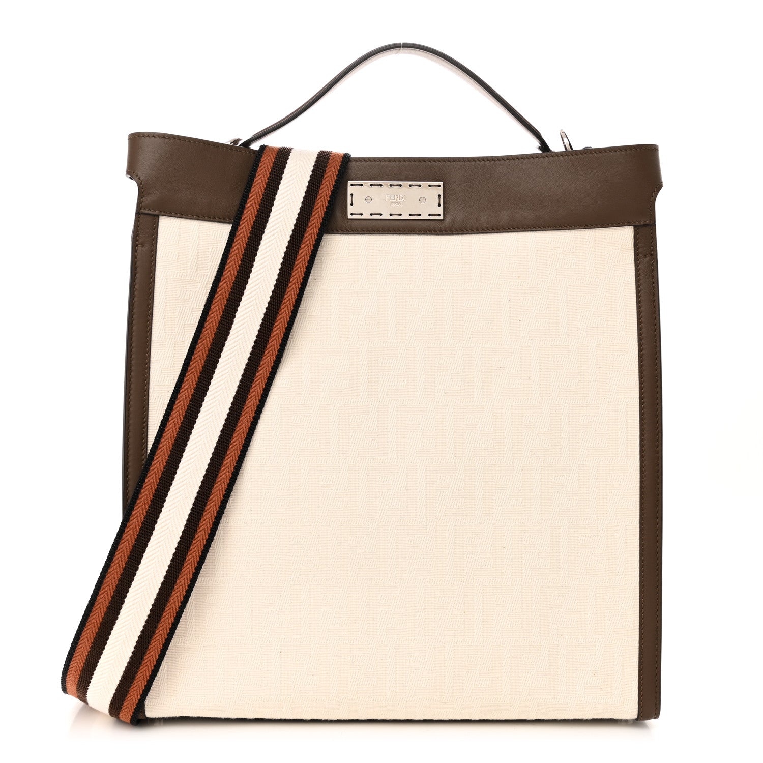 Fendi Canvas FF Embroidered Vitello Grace Peekaboo X-Lite Fit Light Grez Giallo 1 of 9