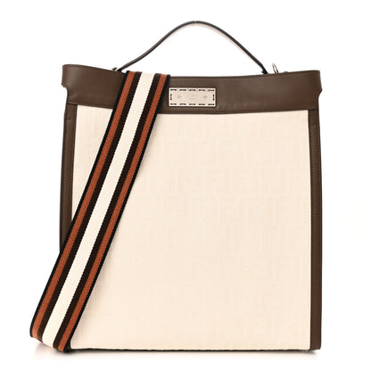 Fendi Canvas FF Embroidered Vitello Grace Peekaboo X-Lite Fit Light Grez Giallo 1 of 9