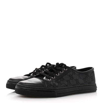 Gucci GG Monogram Calfskin Womens Low Top Sneakers 37 Piombo Black 4 of 9