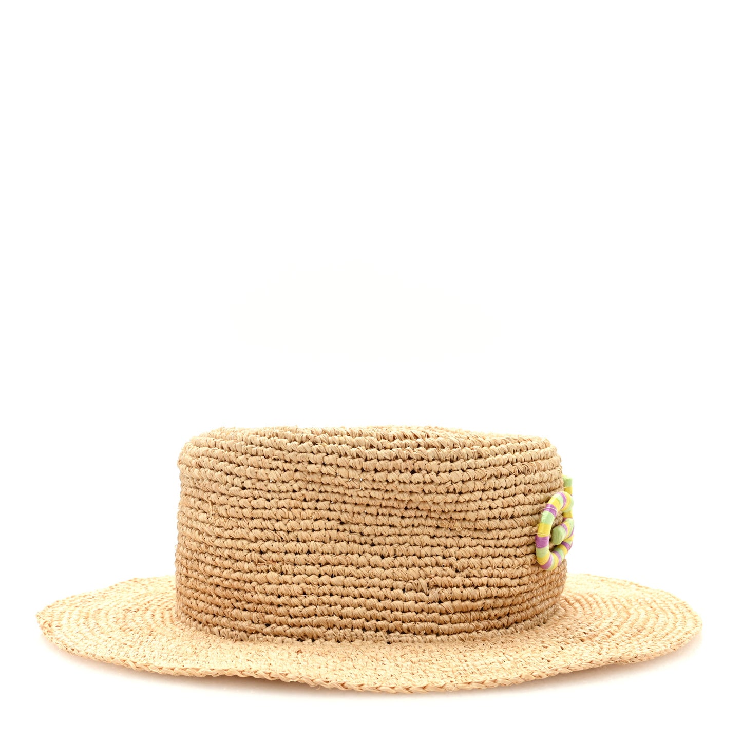 Straw Gucci Patch Hat XS