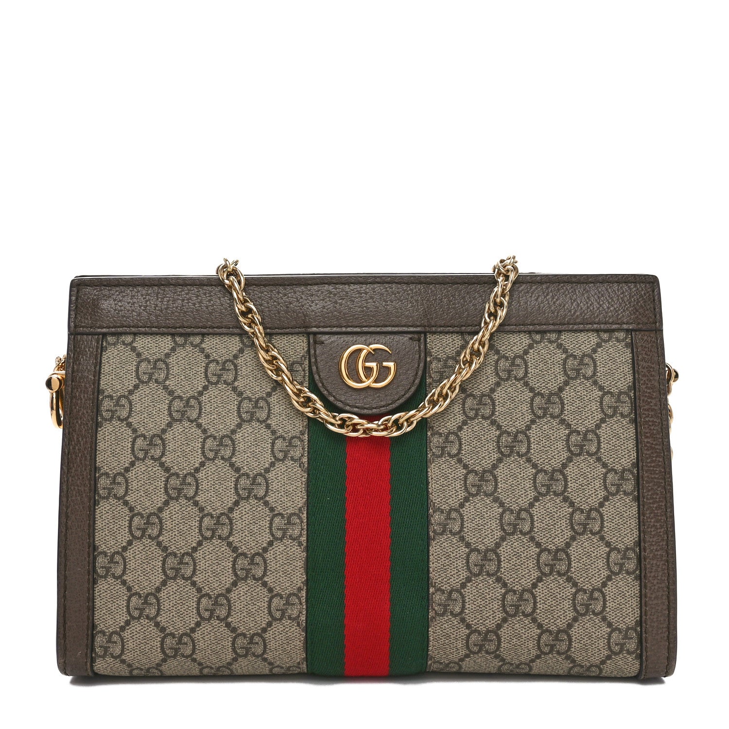 Gucci GG Supreme Monogram Web Small Ophidia Chain Shoulder Bag Brown 1 of 10