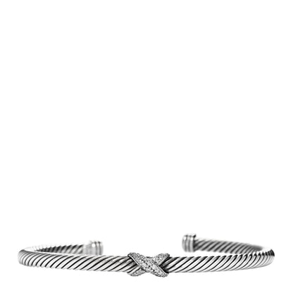 David Yurman Sterling Silver Diamond 4mm X Cable Bracelet 1 of 3