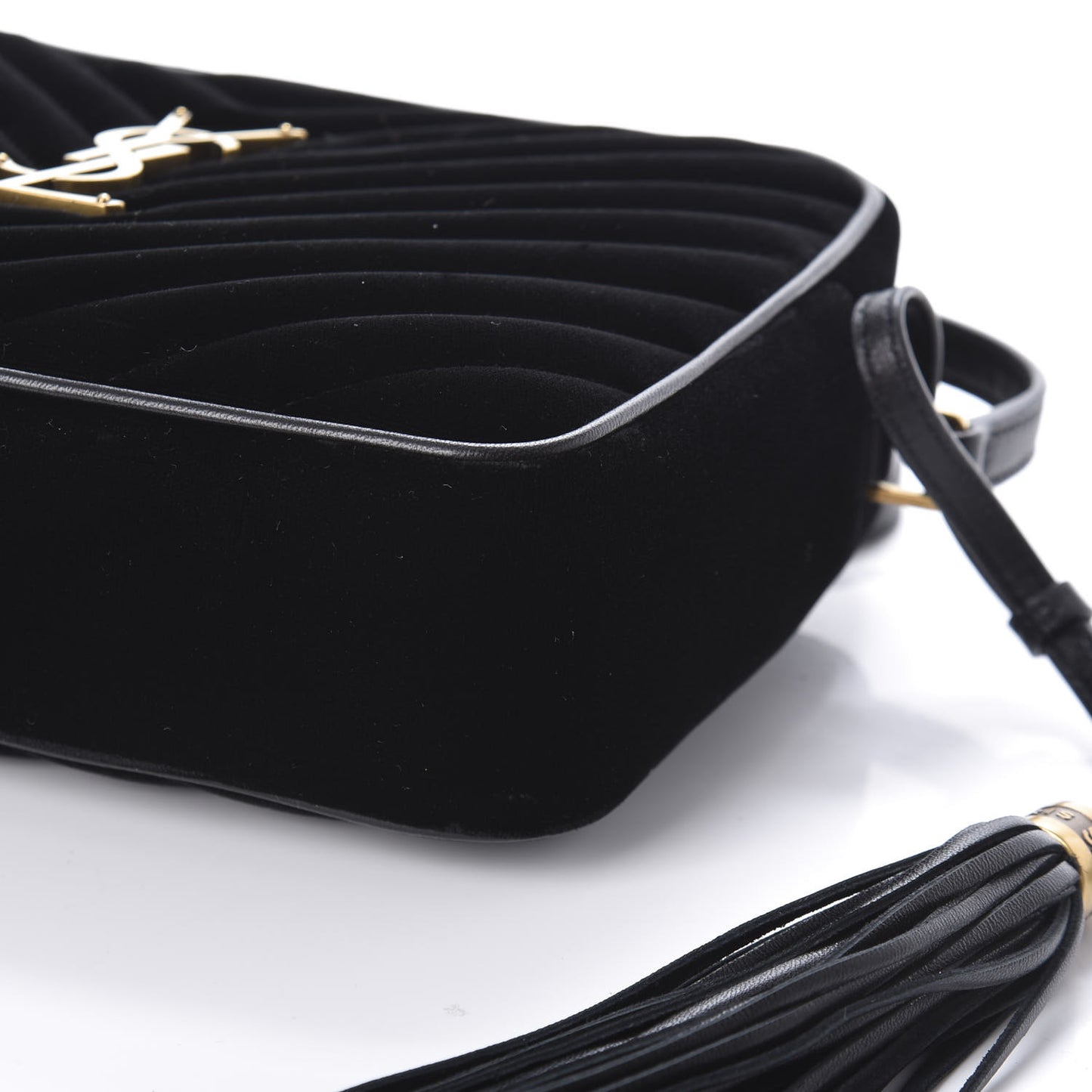 Velvet Matelasse Monogram Lou Camera Bag Black