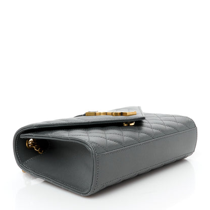 Saint Laurent Grain De Poudre Textured Mixed Matelasse Triquilt Small Monogram Satchel Pebble 4 of 11