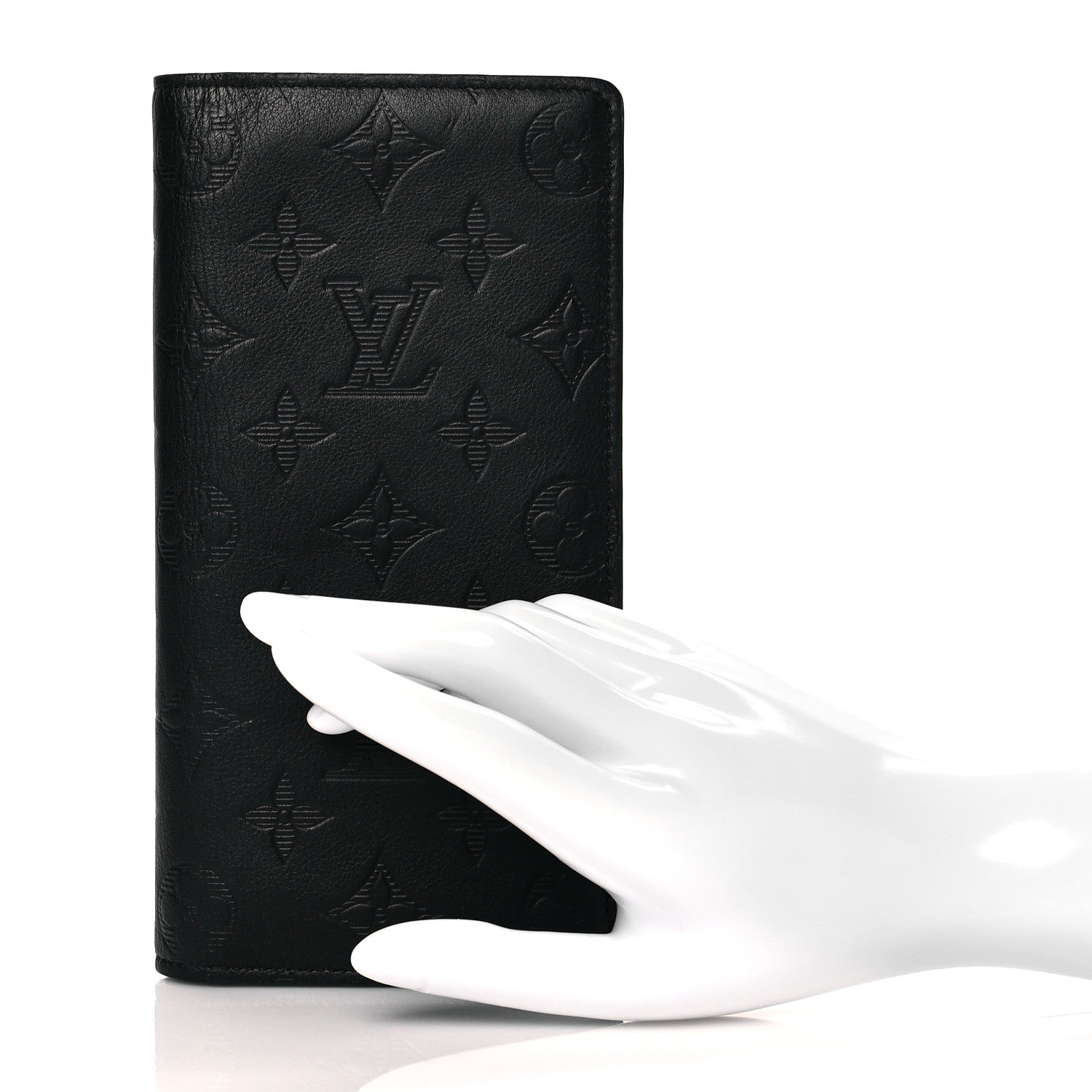 Louis Vuitton Calfskin Monogram Shadow Brazza Wallet Black 3 of 10