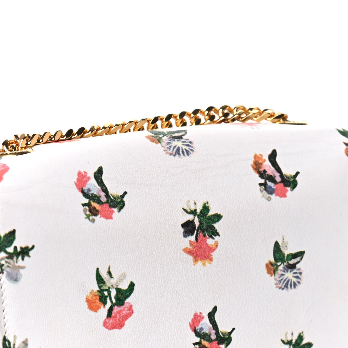 Calfskin Prairie Flower Printed Small Classic Monogram Kate Satchel White