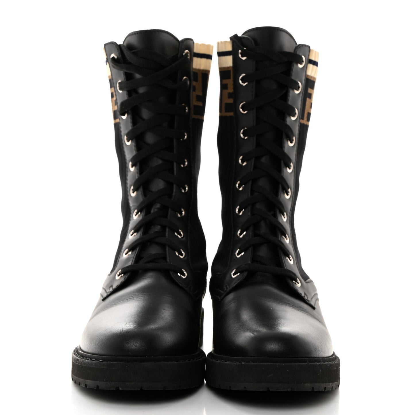 Calfskin Stretch Fabric Rockoko Biker Boots 38 Tobacco Black Marino