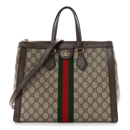 Gucci GG Supreme Monogram Web Medium Ophidia Tote Bag Brown 1 of 10