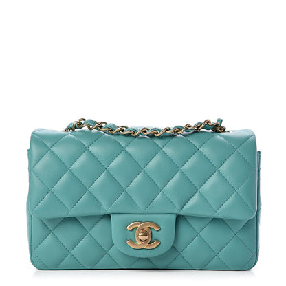 Chanel Lambskin Quilted Mini Rectangular Flap Green 1 of 11