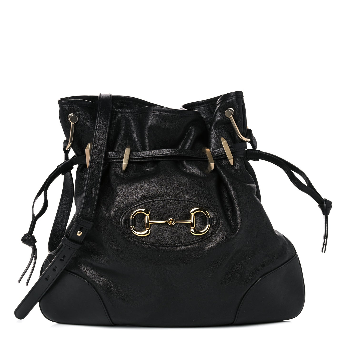 Sakai Calfskin Horsebit 1955 Cinch Top Messenger Bag Black