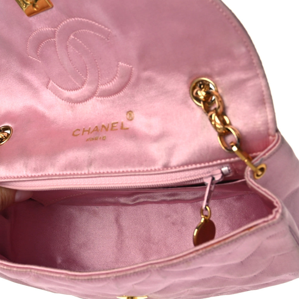 Chanel Satin Quilted Flap Shoulder Bag Pink 8 of 10