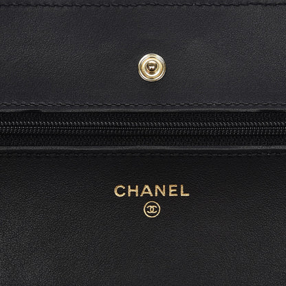 Chanel Aged Calfskin Quilted Lucky Charms 2.55 Reissue Wallet On Chain WOC Black 6 of 8
